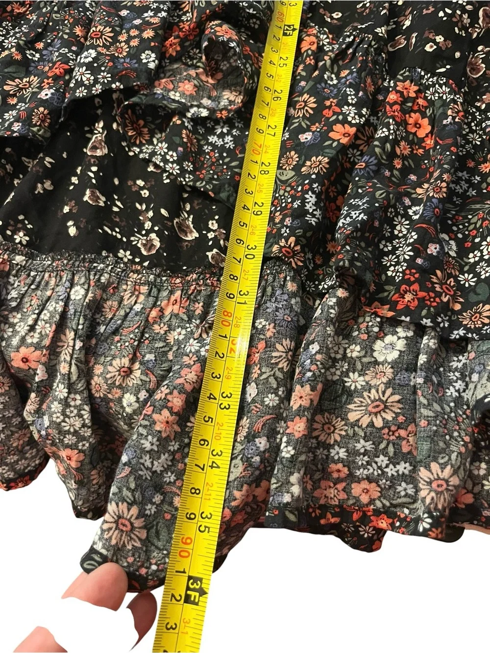 Free People Esmeralda Printed Skirt Floral Wrap Maxi Skirt with Gold Trim Sz 4